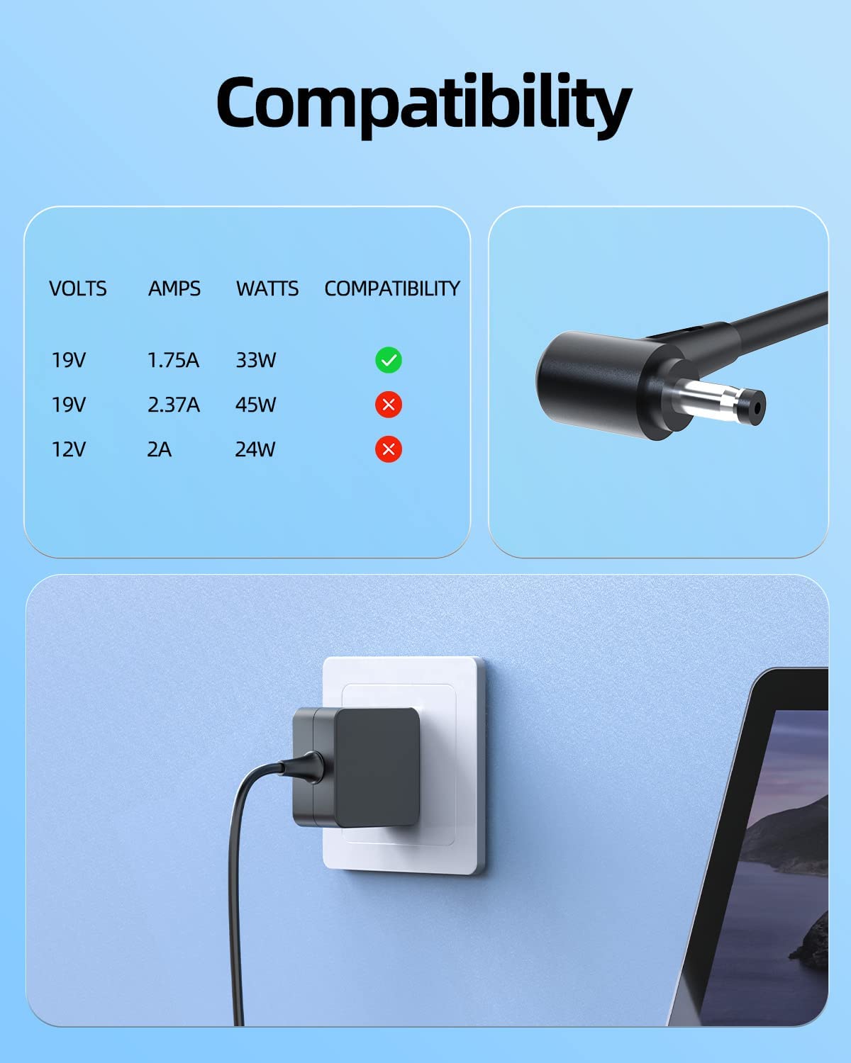 Foto 5 pulgar | Adaptador De Cargador Homologado Por Ul De 33 W, 19 V, 1,75 A Para Asus Chromebook - Venta Internacional.