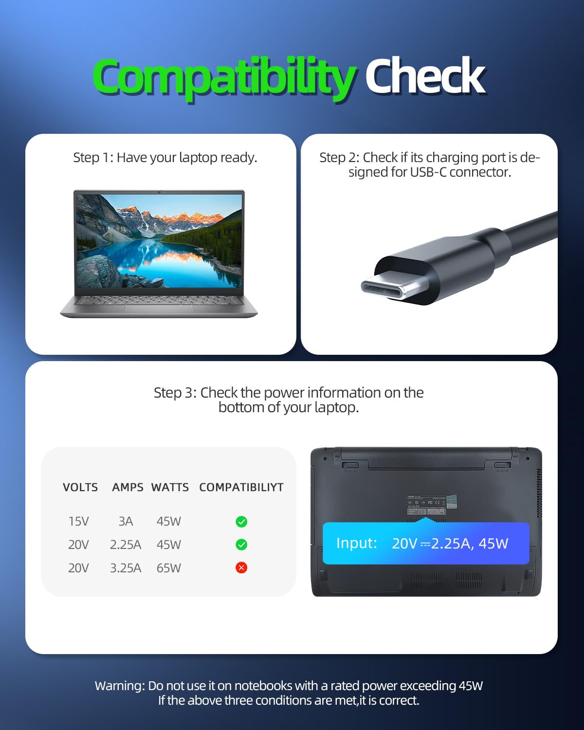 Foto 4 pulgar | Cargador Dexpt De 45 W Con Alimentación Usb C Para Lenovo Chromebook 100e 300e 500e C330 S330 - Venta Internacional.