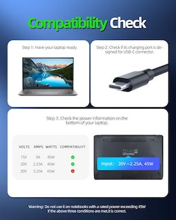Foto 3 | Cargador Dexpt De 45 W Con Alimentación Usb C Para Lenovo Chromebook 100e 300e 500e C330 S330 - Venta Internacional.