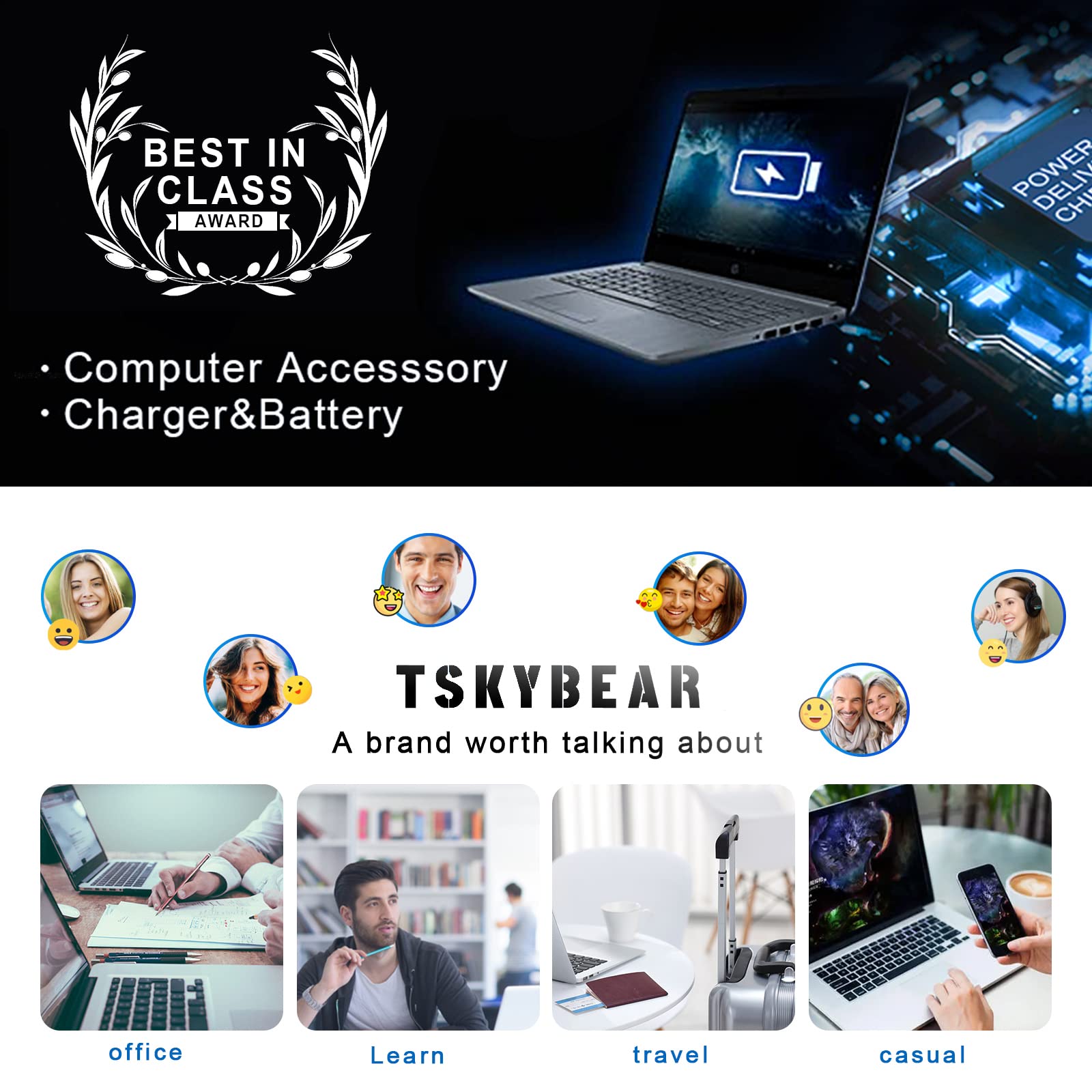 Foto 7 pulgar | Cargador Tskybear Usb-c De 45 W Para Hp Chromebook X360 15 14 14a 14b 14c 11 - Venta Internacional.