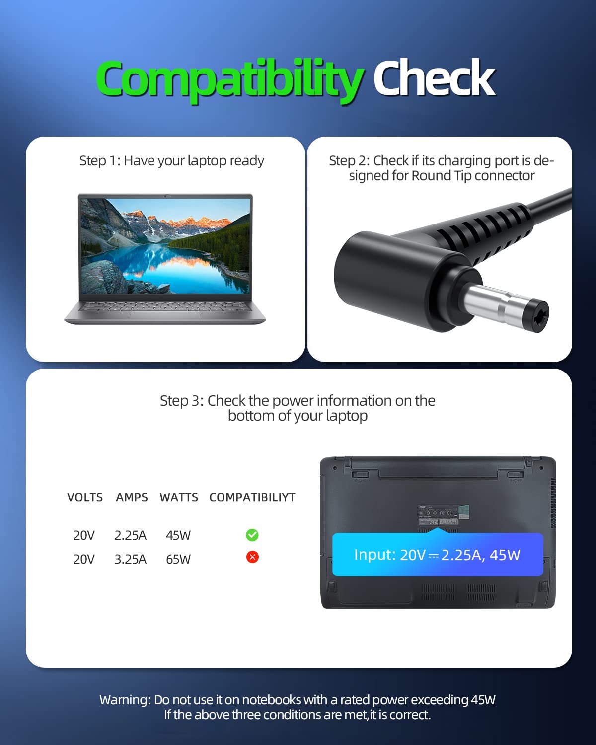 Foto 4 pulgar | Cargador Ac 45 W 20 V 2.25 A Para Lenovo Ideapad S340 S145 S540 - Venta Internacional.