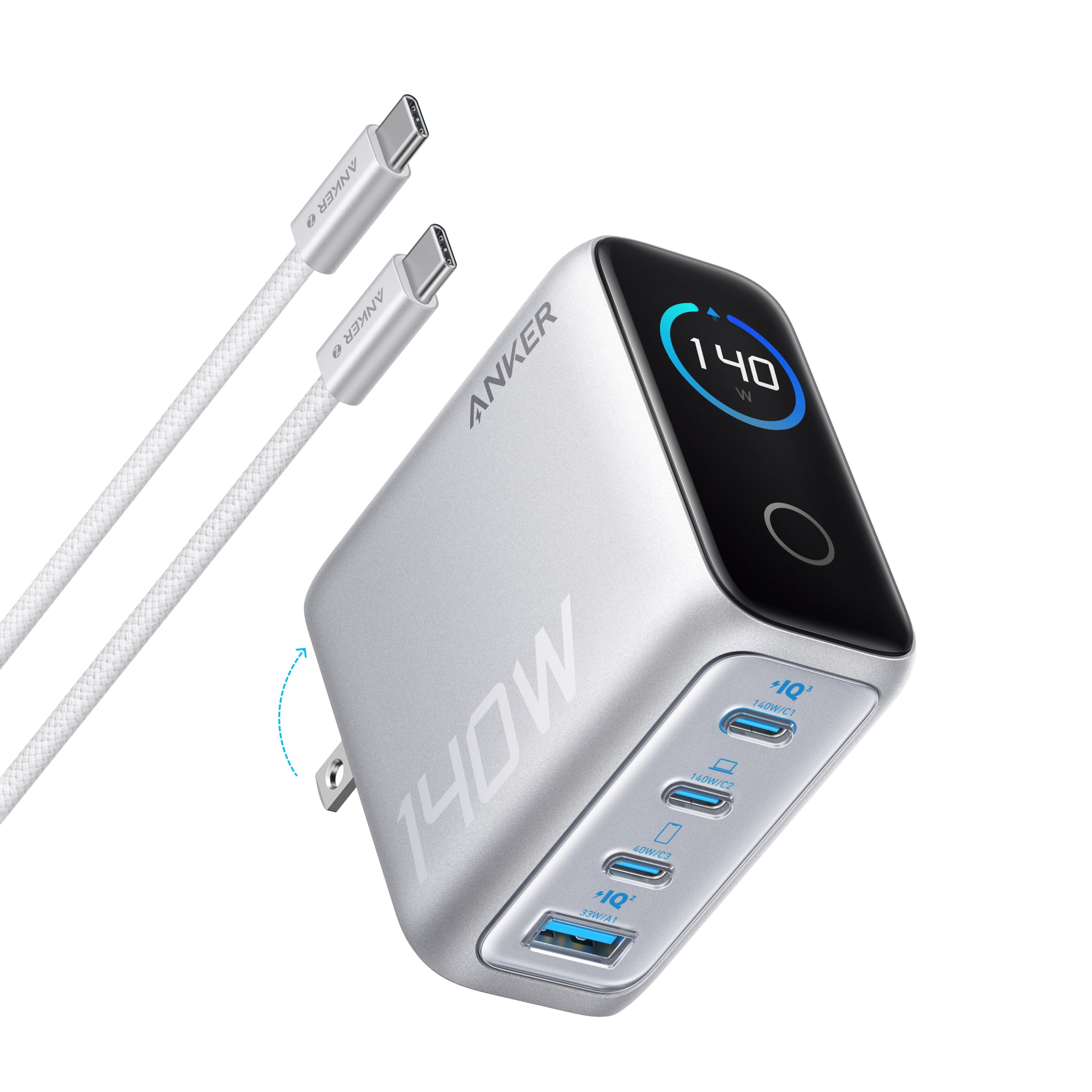 Foto 2 pulgar | Cargador Anker, Adaptador De Corriente Usb-c Gan De 140 W Para Macbook De 4 Puertos - Venta Internacional.