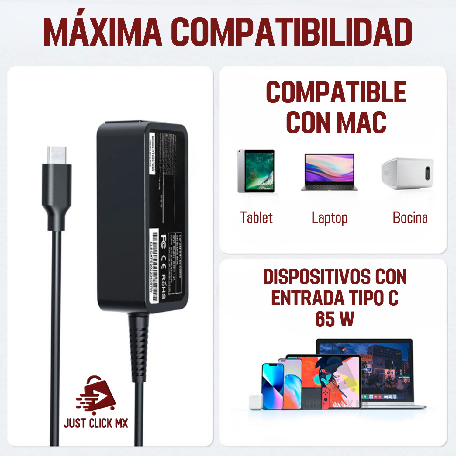 Foto 2 | Cargador Para Laptop Tipo C 65w Universal Mac Hp Lenovo-justclick Mx
