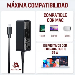 Foto 2 | Cargador Para Laptop Tipo C 65w Universal Mac Hp Lenovo-justclick Mx