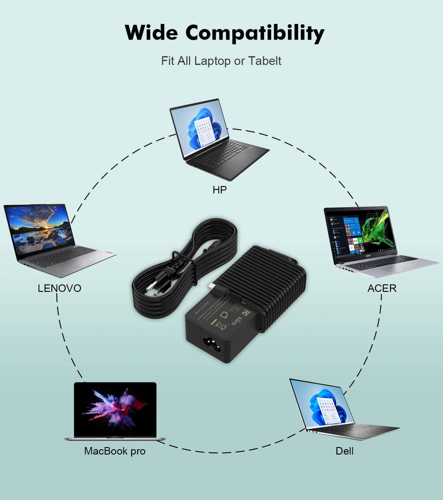 Foto 4 pulgar | Cargador Usb-c Para Portátil Yenyoh 100w De Carga Rápida Lenovo Hp Asus - Venta Internacional.