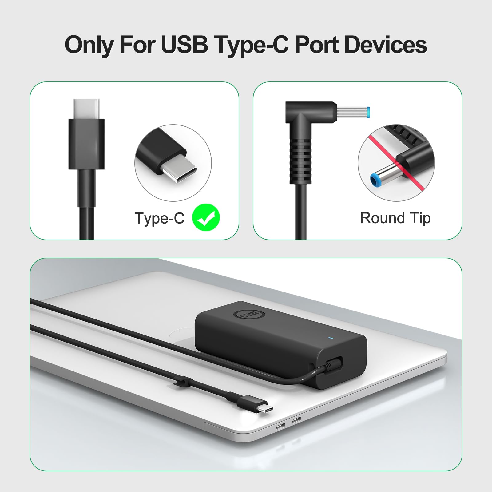 Foto 3 pulgar | Cargador Portátil Yodzgaco 65w 45w Usb C Para Dell Latitude Xps - Venta Internacional.
