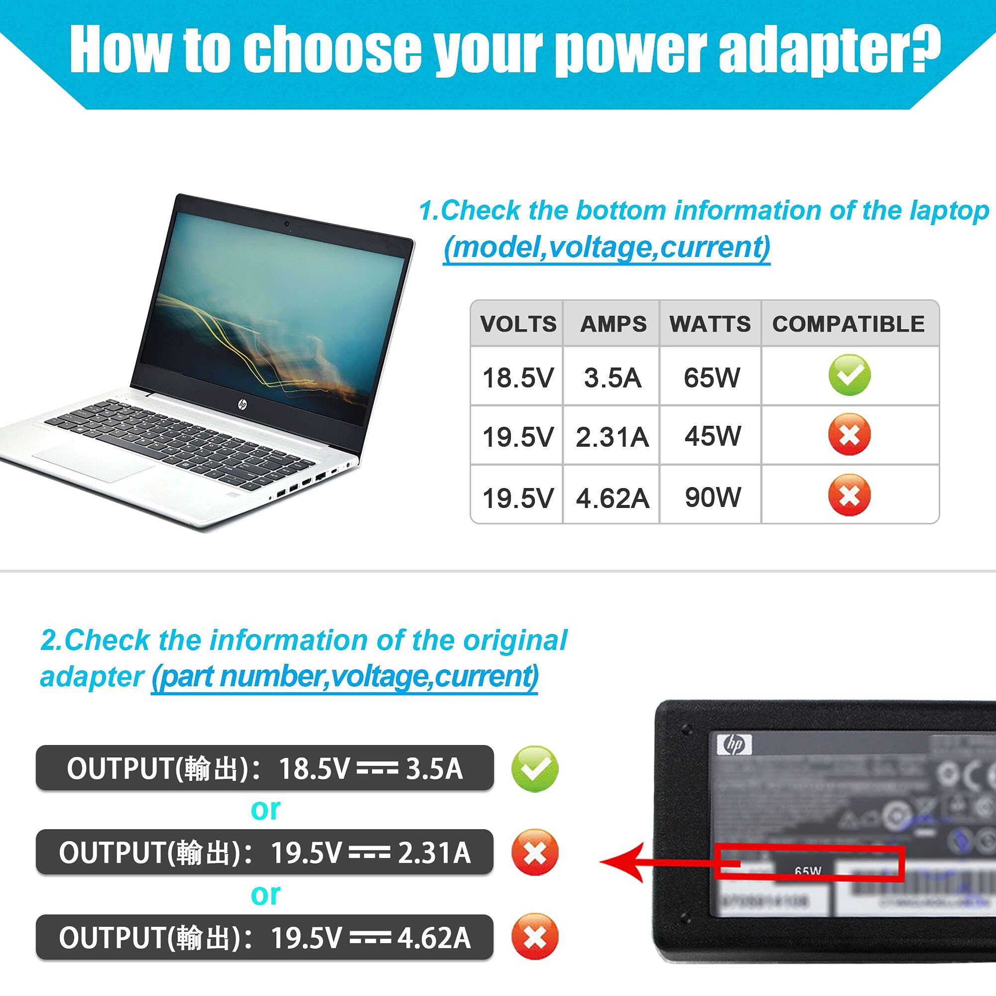 Foto 3 | Cargador Portátil Con Adaptador Ac De 65 W Para Hp Pavilion Dv7 Dv6 Dv5 - Venta Internacional.