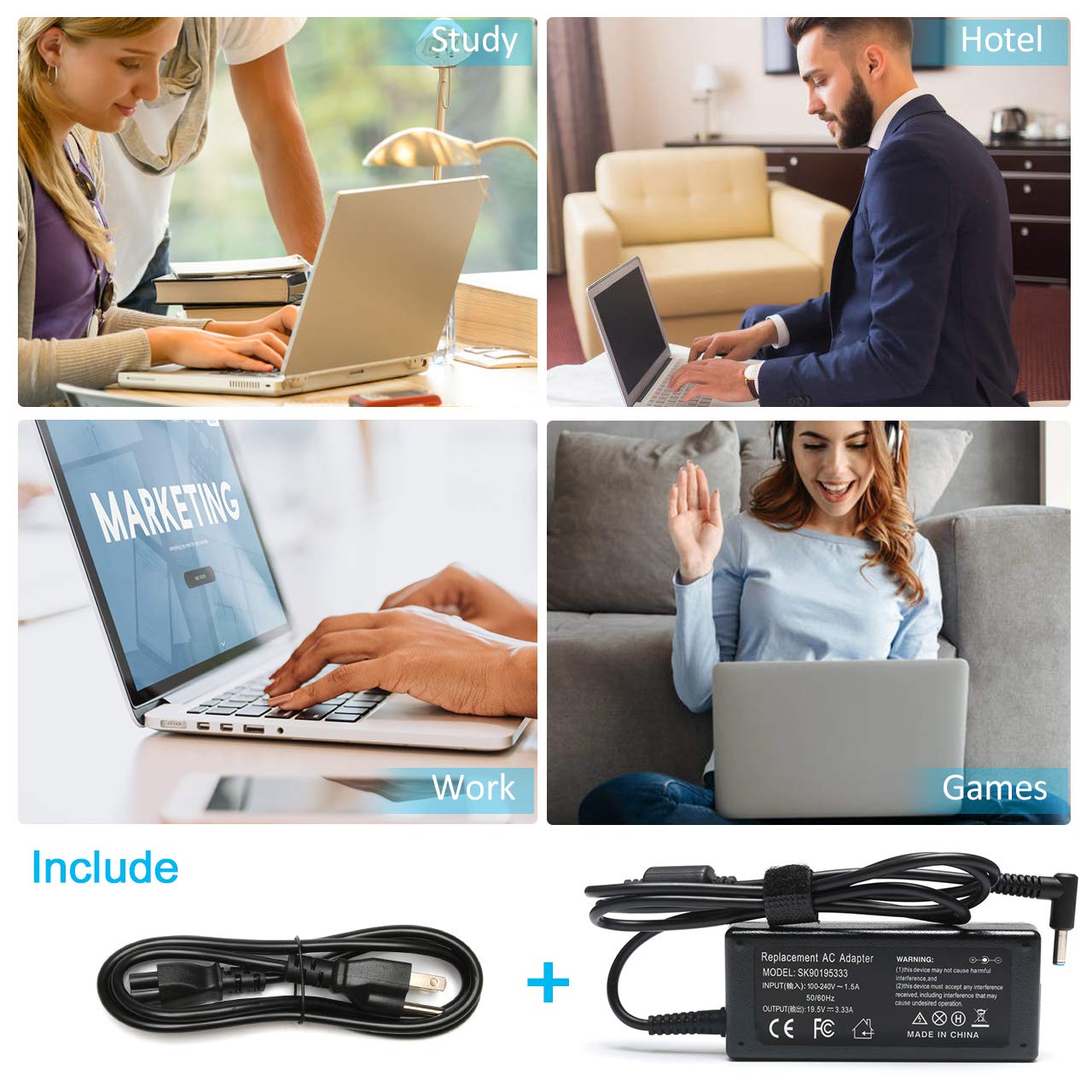 Foto 8 pulgar | Cargador De Portátil Solice 65w 45w Para Hp Pavilion X360 14 15 17 - Venta Internacional.