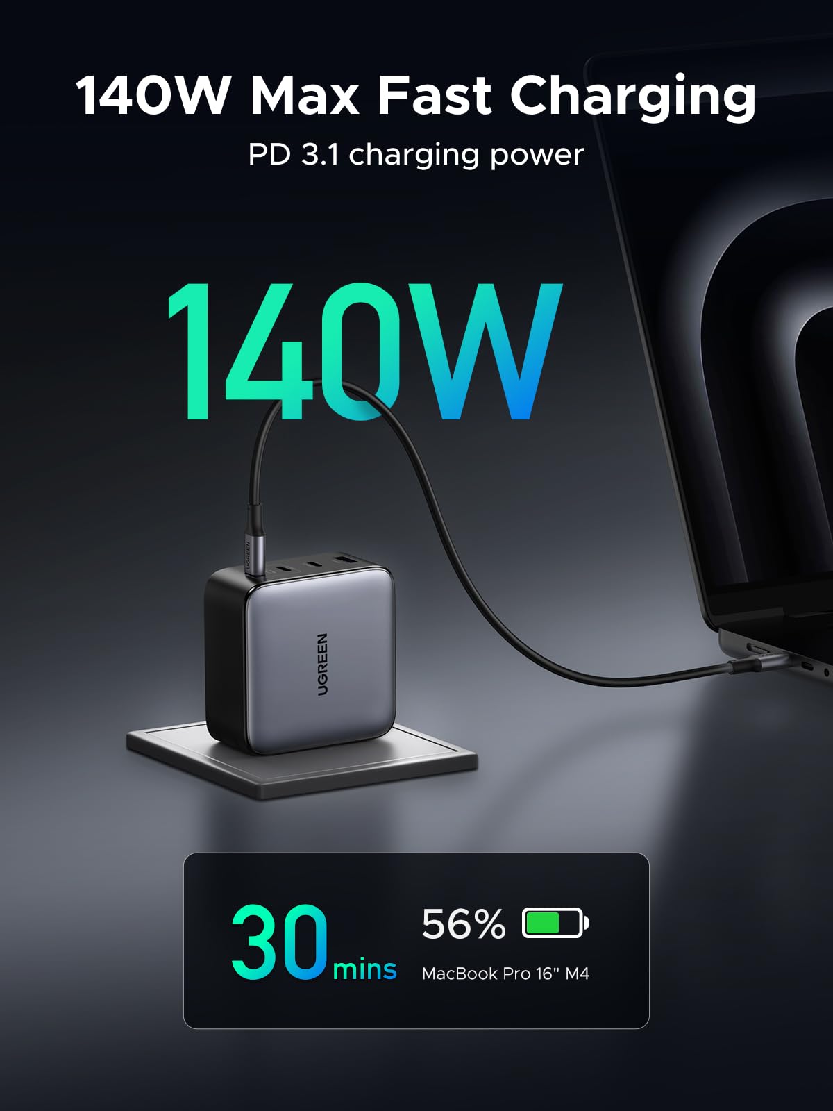 Foto 3 pulgar | Cargador Ugreen Nexode, 200 W, Usb C, 4 Puertos, Gan, Carga Rápida - Venta Internacional.