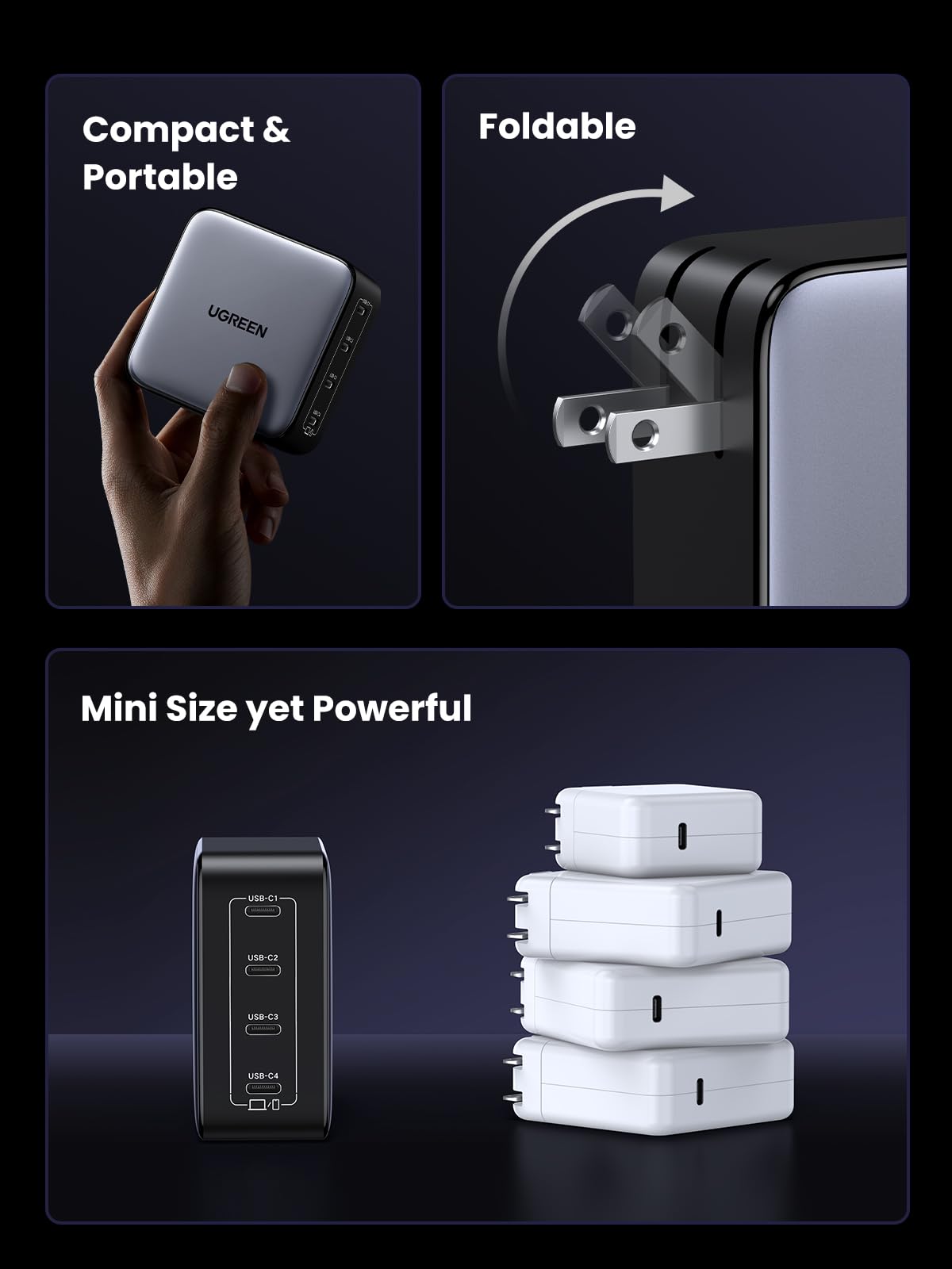 Foto 6 | Bloque De Cargador Usb C Ugreen Nexode 100w Y 4 Puertos Gan Macbook - Venta Internacional.