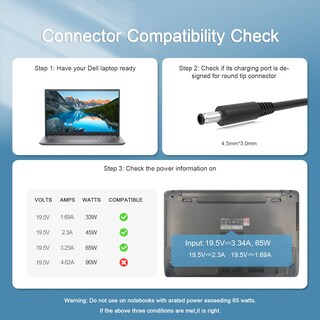 Foto 3 | Cargador Portátil Dexpt 65 W 45 W Para Dell Latitude 3420 3520 3320 - Venta Internacional.