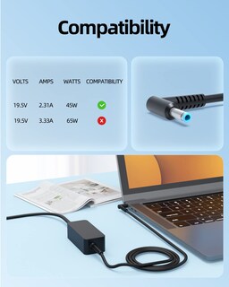 Foto 4 | Cargador Homologado Por Ul De 45 W, 19,5 V Y 2,31 A Para Portátil Hp 14 15 17 - Venta Internacional.