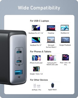 Foto 7 | Cargador Anker Usb C Gan Ii De 100 W Con 3 Puertos Para Macbook Dell Xps - Venta Internacional.