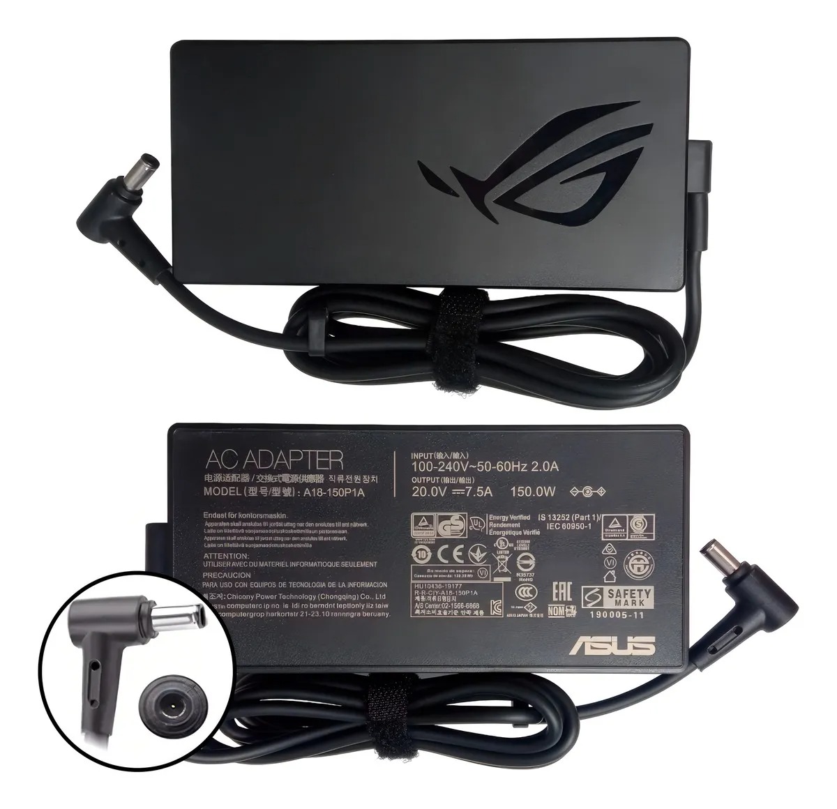 Foto 3 pulgar | Cargador para Laptop Asus 20 V 7.5 A Punta 6.0x3.7 mm