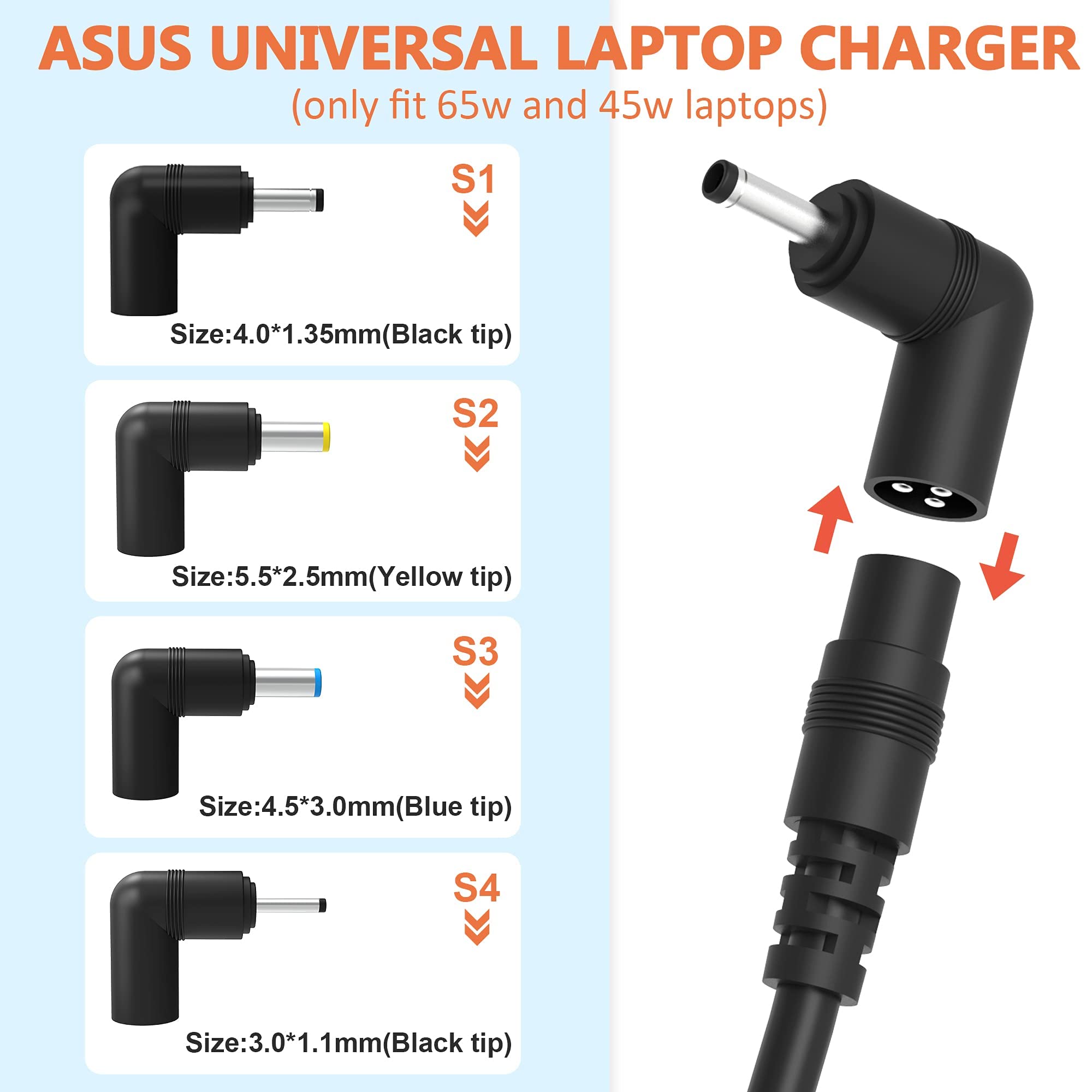 Foto 3 pulgar | Cargador De 65 W, 45 W, 33 W, Para Portátil Asus Vivobook Zenbook Chromebook X551m X540s C202s, Adap - Venta Interna