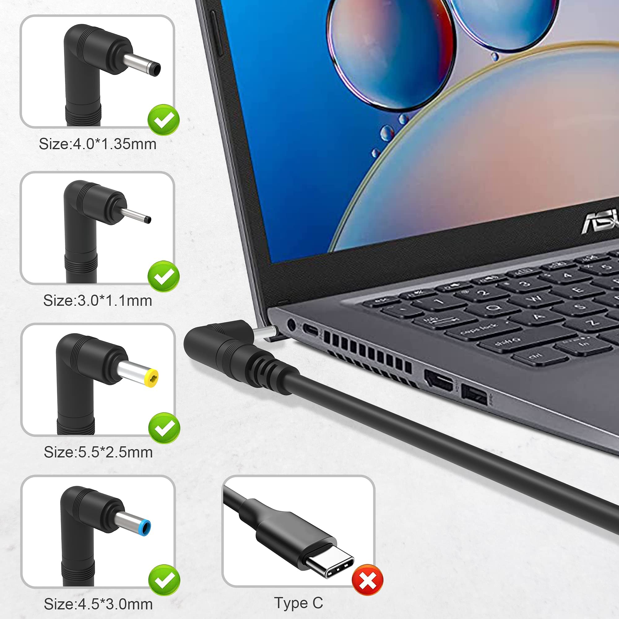 Foto 4 pulgar | Cargador De 65 W, 45 W, 33 W, Para Portátil Asus Vivobook Zenbook Chromebook X551m X540s C202s, Adap - Venta Interna