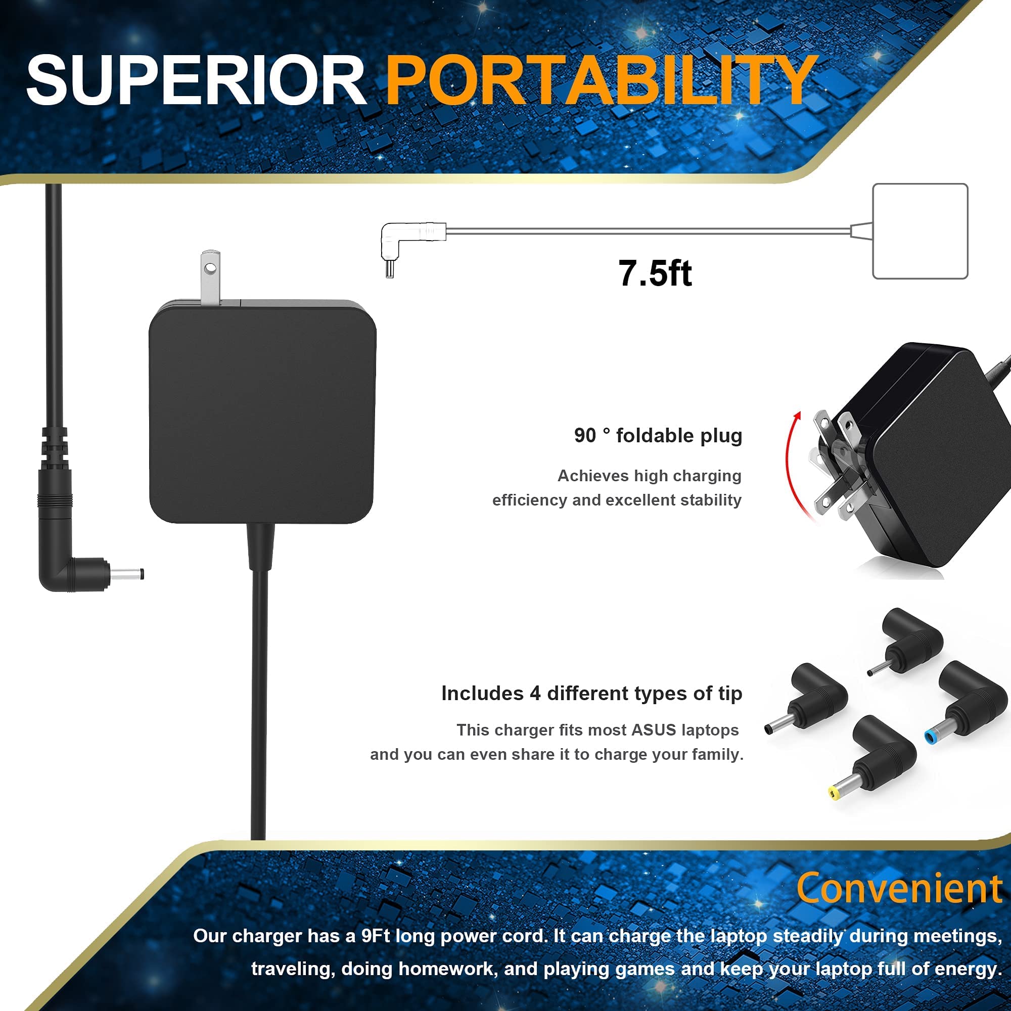 Foto 7 pulgar | Cargador De 65 W, 45 W, 33 W, Para Portátil Asus Vivobook Zenbook Chromebook X551m X540s C202s, Adap - Venta Interna