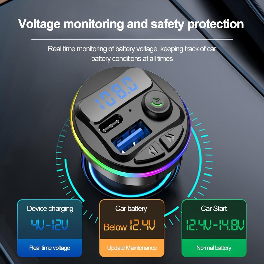 Foto 5 pulgar | 2 Transmisores Fm 3 En 1 Bluetooth 5.0 Kit Usb C Para Automovil Reproductor Modulador Mp3