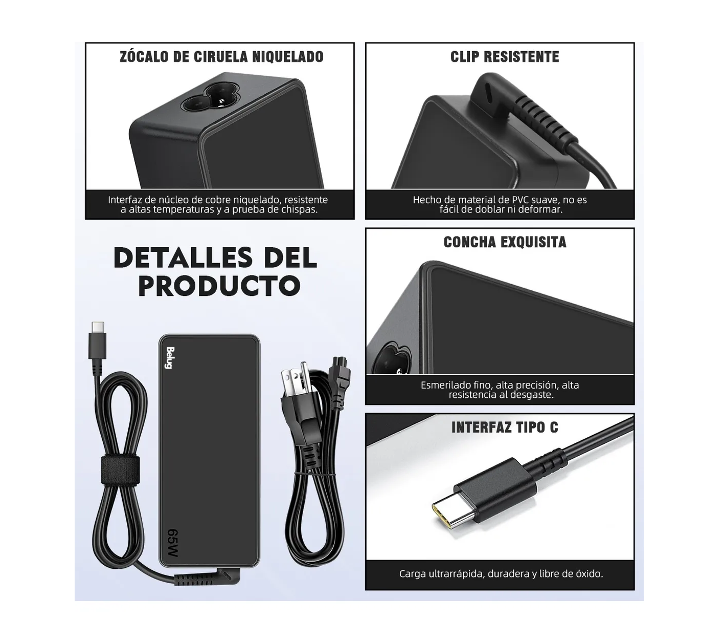 Foto 4 pulgar | Cargador Usb Tipo C Hp Dell huawei 20v 3.25a 65w Negro