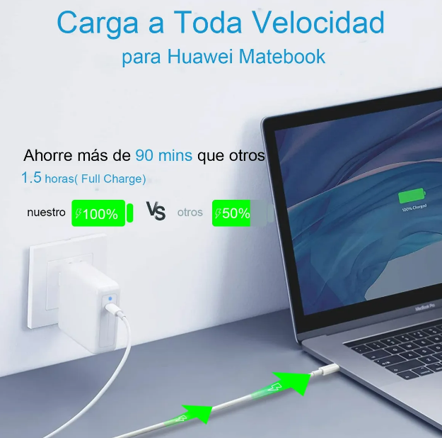 Foto 2 | Cargador Xtellar Ultra Rápido 65w Tipo C Para Laptop Huawei Matebook D14  D15 Y Más