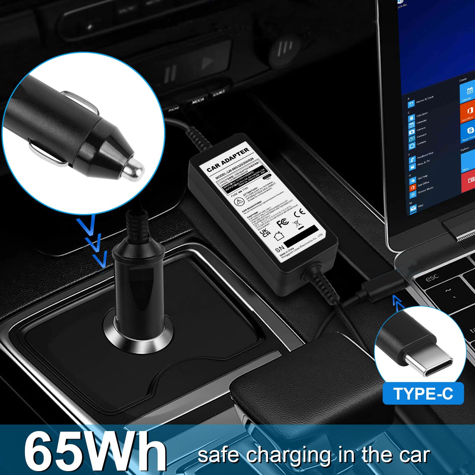 Foto 8 pulgar | Cargador Adaptador De Coche Tree.nb Usb C Pd De 65 W Para Dell Xps 13 - Venta Internacional.