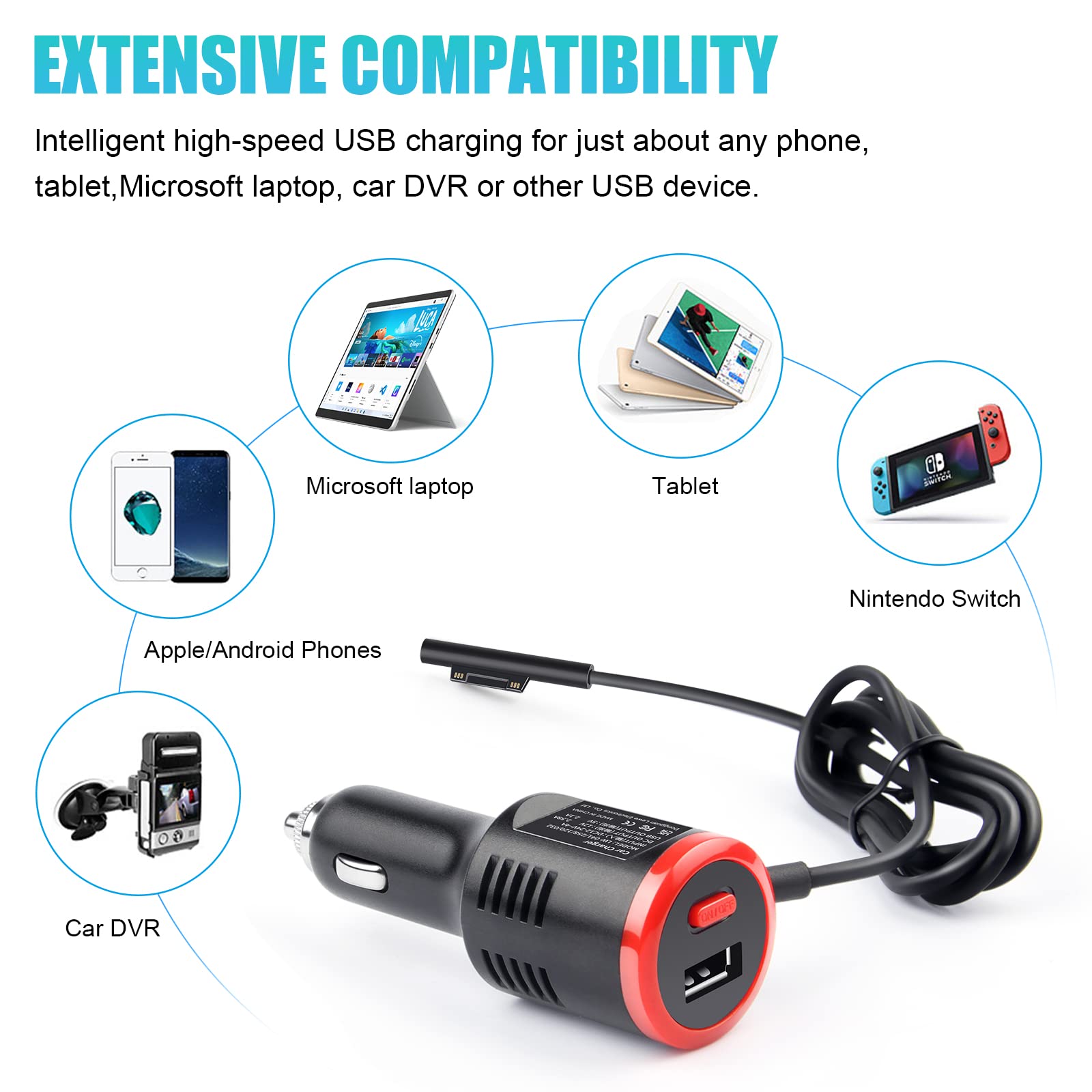 Foto 4 pulgar | Cargador De Coche Tree.nb 41 W 12 V 2.58 A Con Puerto Usb Para Surface - Venta Internacional.