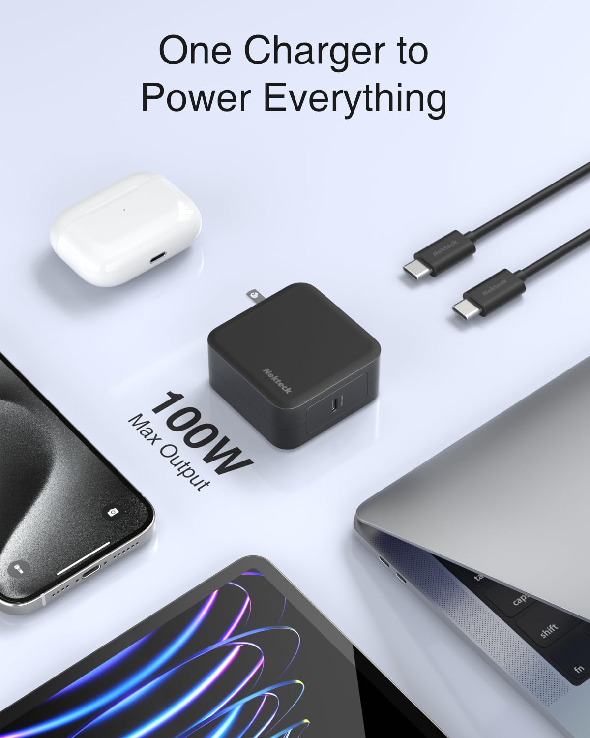 Foto 5 pulgar | Cargador Nekteck Usb C Gan Iv De 100 W Con Cable De 2 M Para Macbook Air/pro - Venta Internacional.