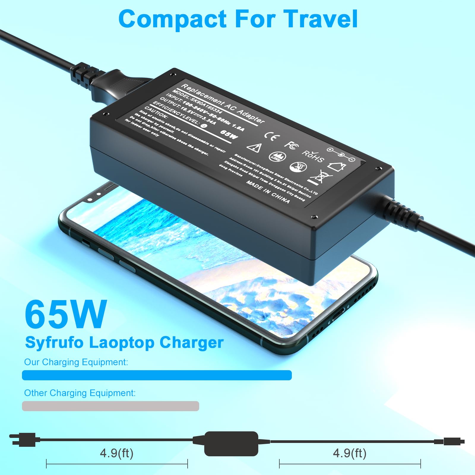 Foto 5 | Cargador De Portátil Kaqiar De 65 W  19 5 V  3 34 A  Compatible Con Dell Latitude - Venta Internacional.