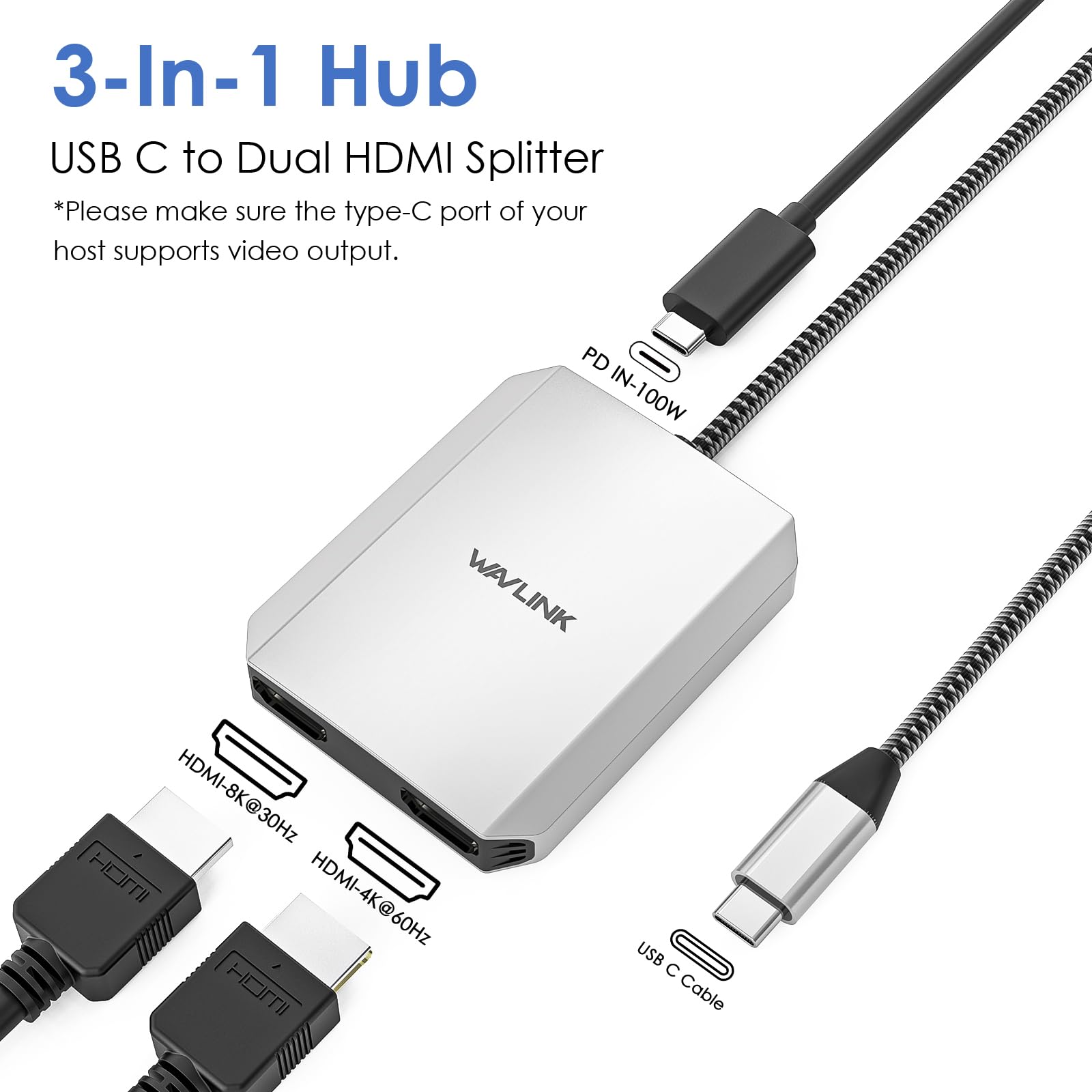 Foto 3 pulgar | Adaptador Usb C A Hdmi Dual Wavlink Para Dell Xps Hp Lenovo - Venta Internacional.
