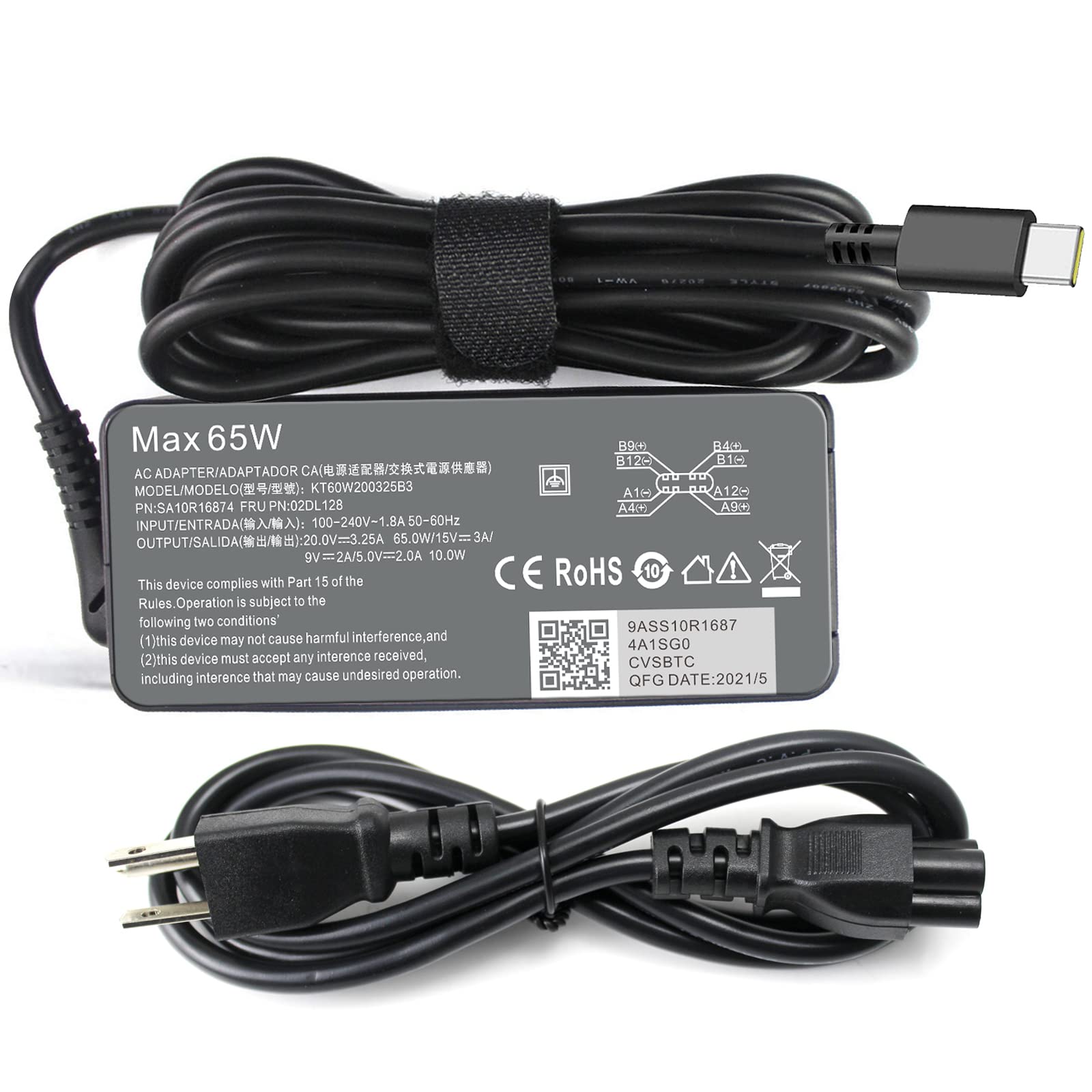 Cargador Emanjor Usb-c Tipo C De 65 W Para Lenovo Chromebook Y Más - Venta Internacional.
