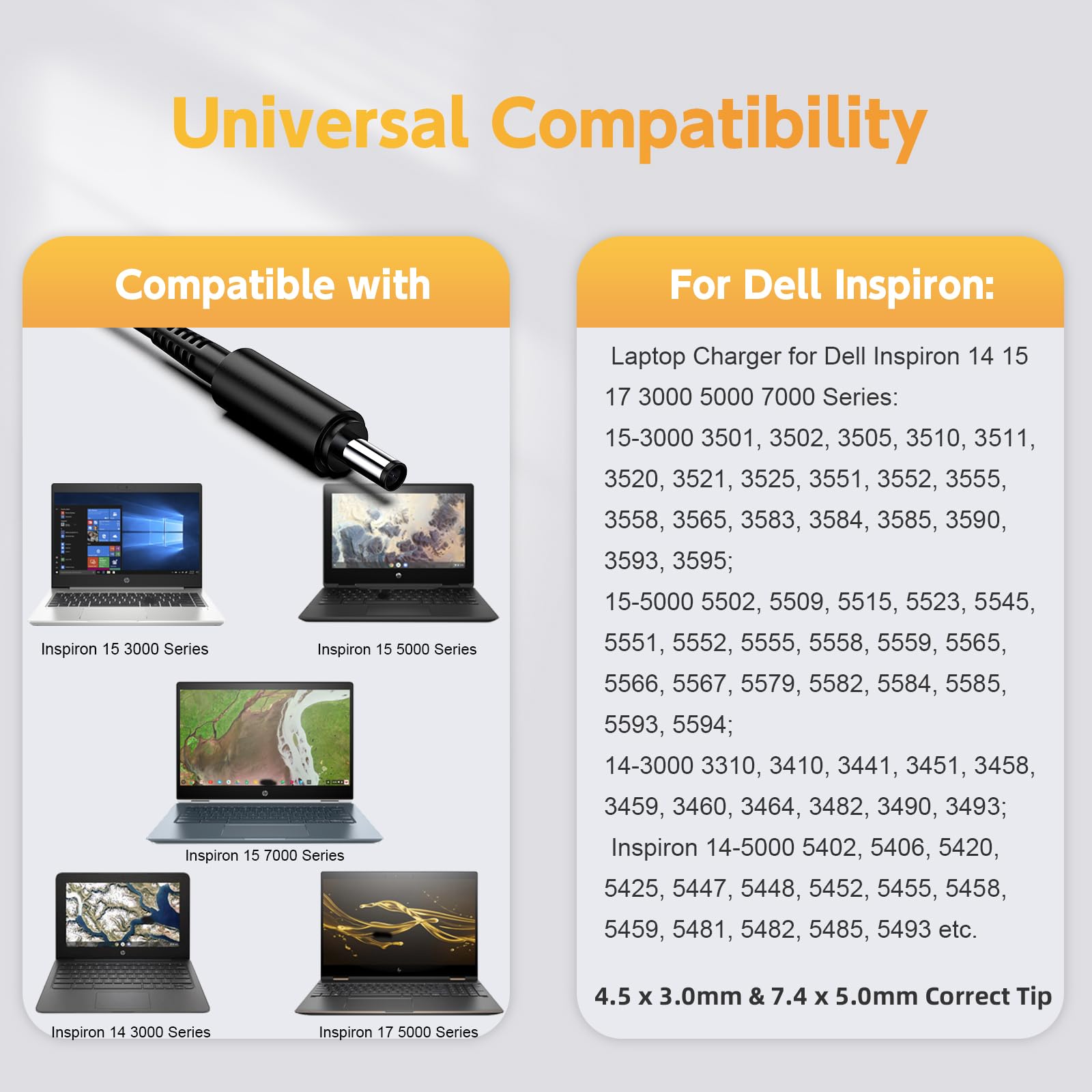 Foto 4 pulgar | Cargador Rolada De 90 W Para Dell Inspiron 11-17 3000 5000 7000 Series - Venta Internacional.