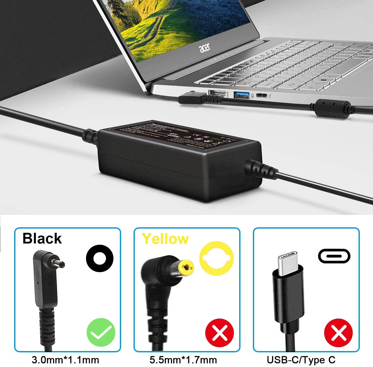 Foto 3 pulgar | Cargador Portátil De 65 W De Repuesto Para Acer N15q8 N15q9 N16p1 - Venta Internacional.