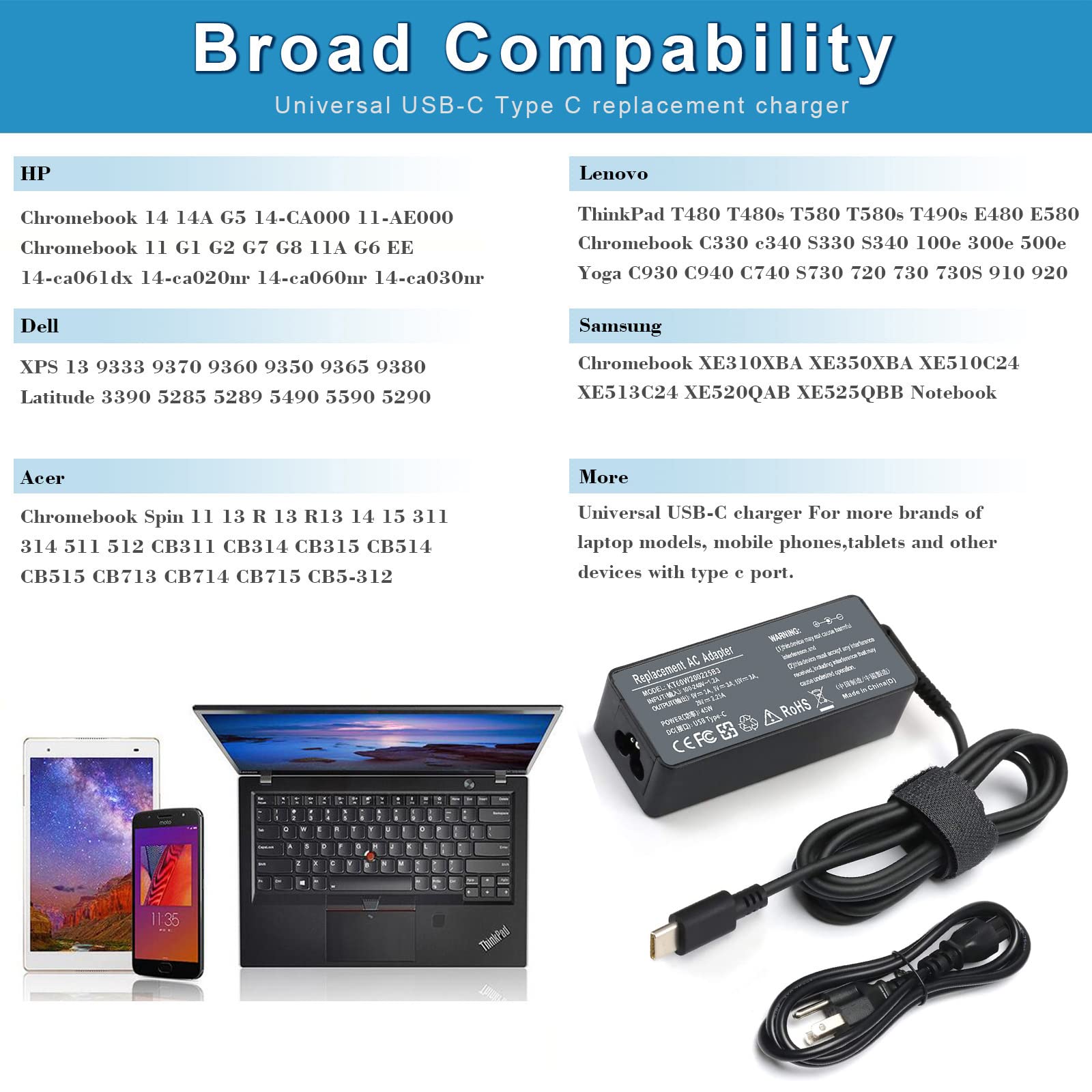 Foto 4 pulgar | Cargador Emanjor 45w Tipo C Usb C L43407-001 Para Hp Chromebook - Venta Internacional.