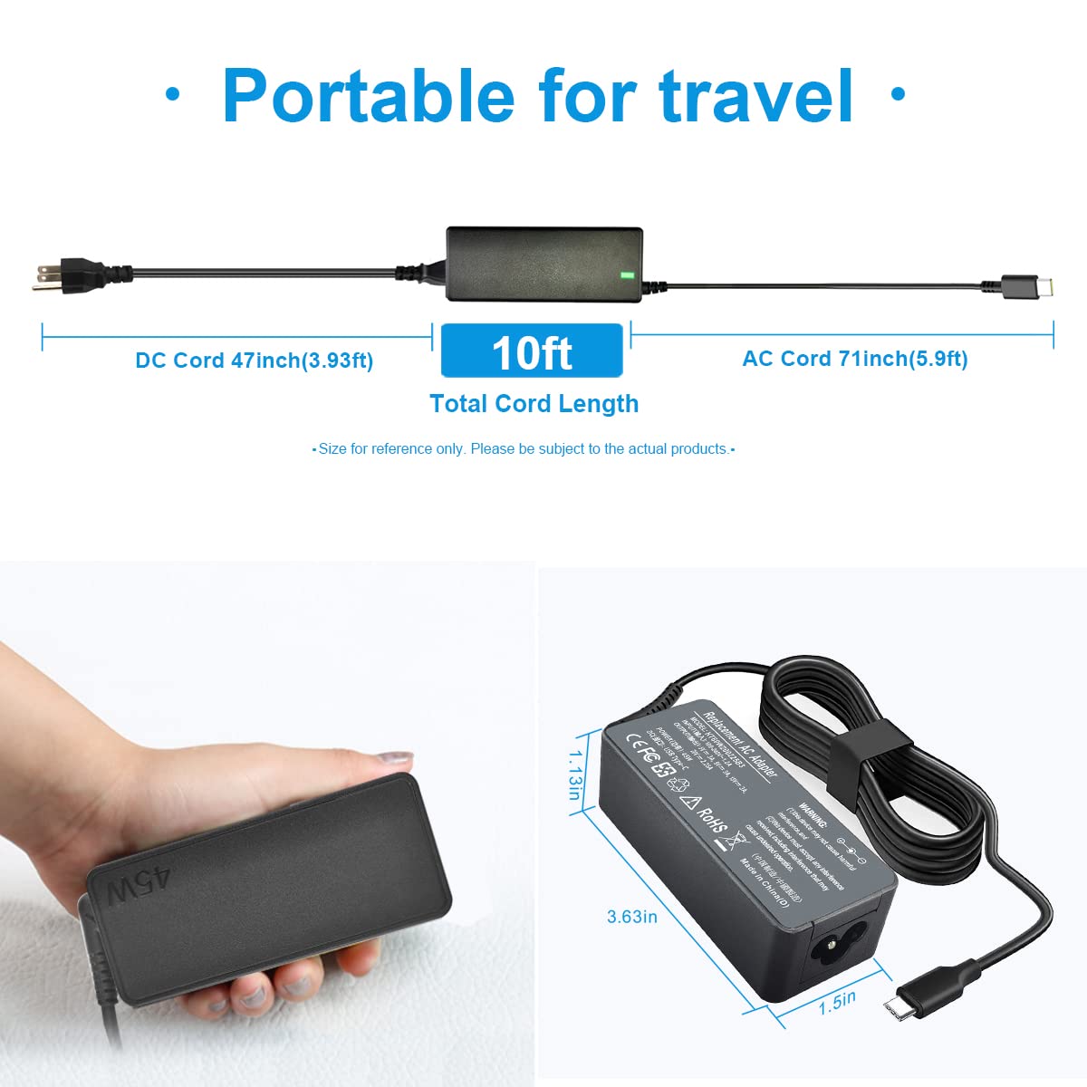 Foto 5 pulgar | Cargador Emanjor 45w Tipo C Usb C L43407-001 Para Hp Chromebook - Venta Internacional.