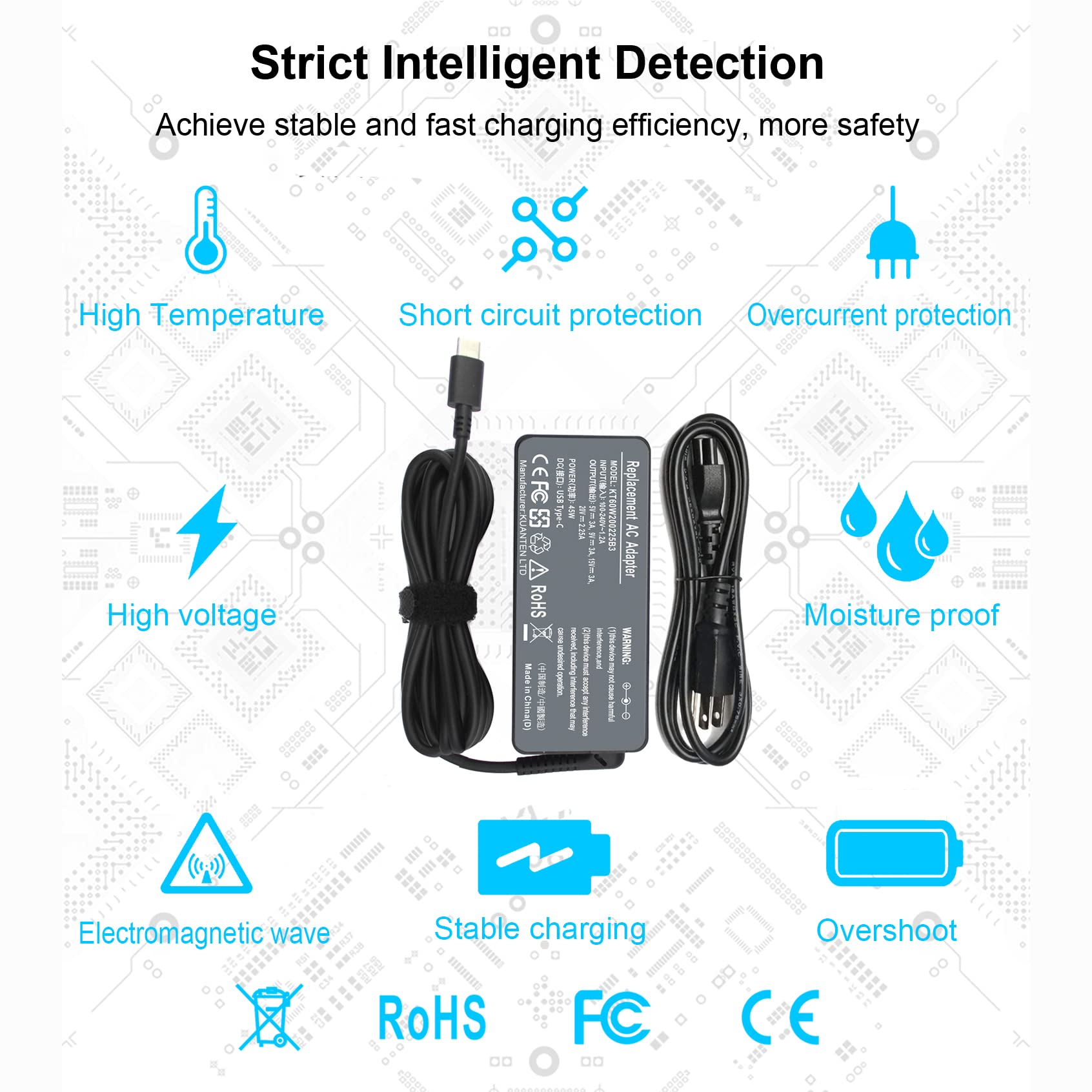Foto 7 pulgar | Cargador Emanjor 45w Tipo C Usb C L43407-001 Para Hp Chromebook - Venta Internacional.