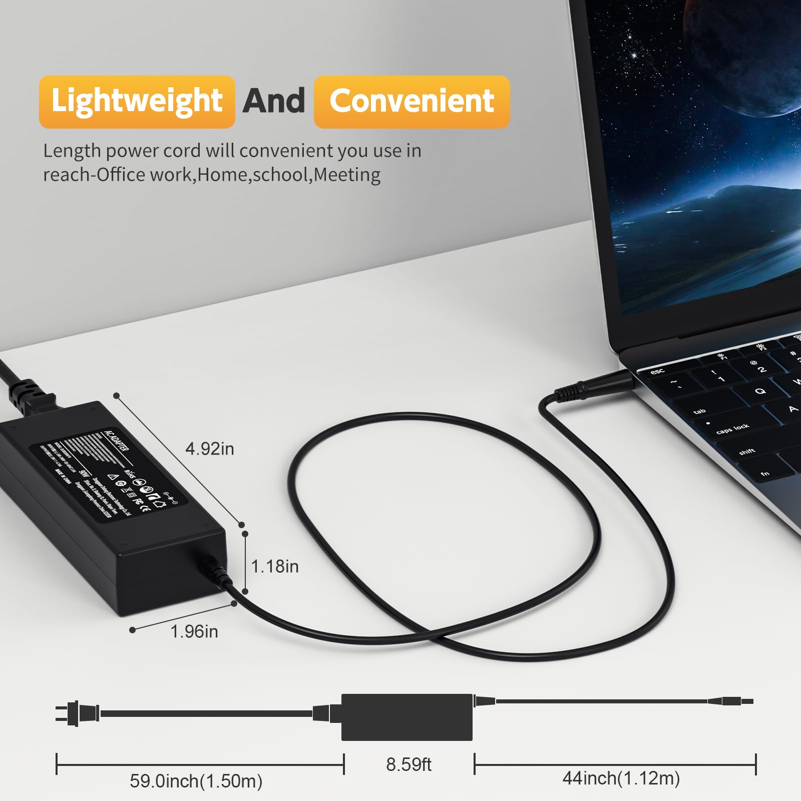 Foto 7 | Cable De Alimentación Rolada De 90 W  19 V Y 4 74 A  Compatible Con Hp All-in-one - Venta Internacional.