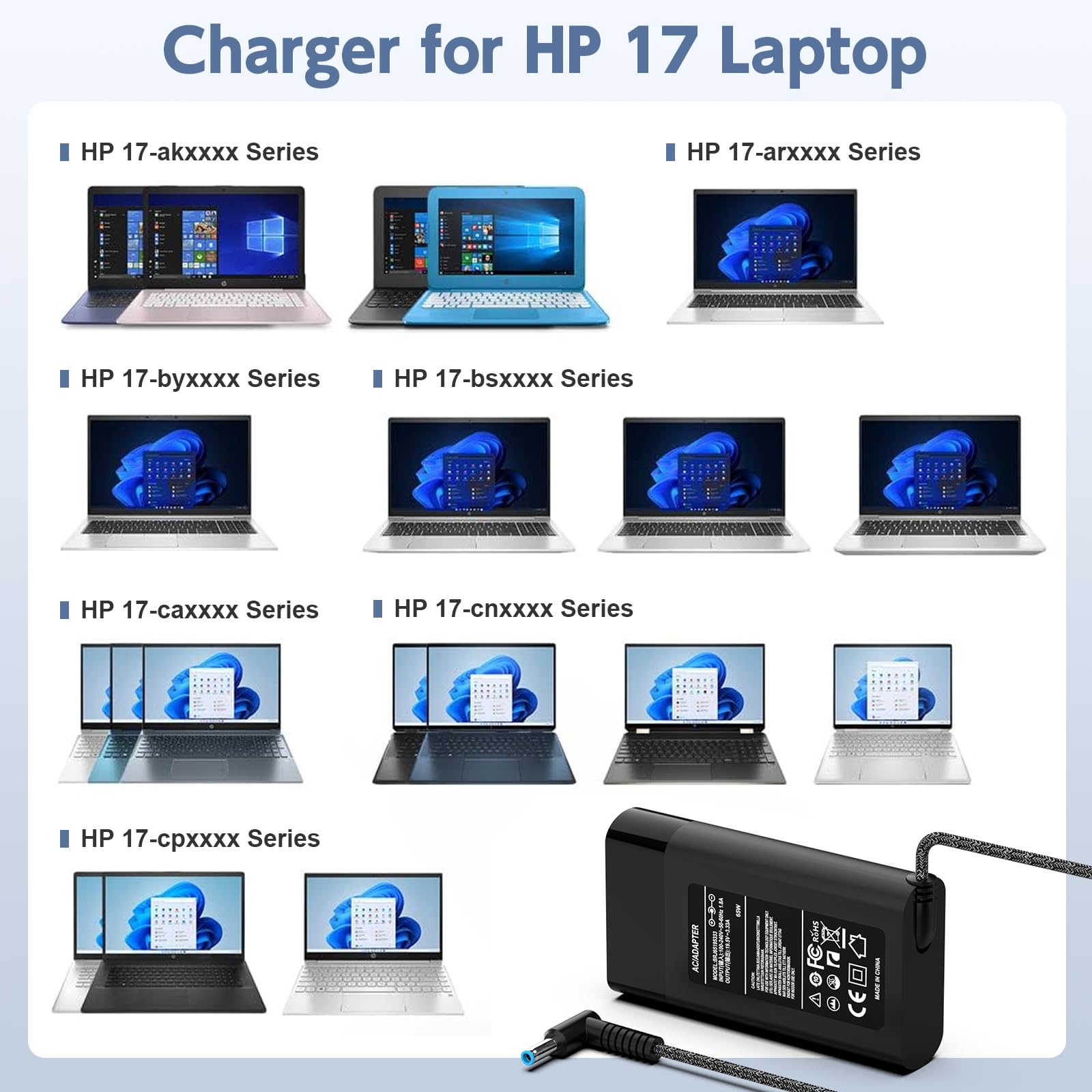 Foto 3 | Cargador De 65 W  19 5 V  3 33 A  Compatible Con El Portátil Hp 17 Rolada - Venta Internacional.