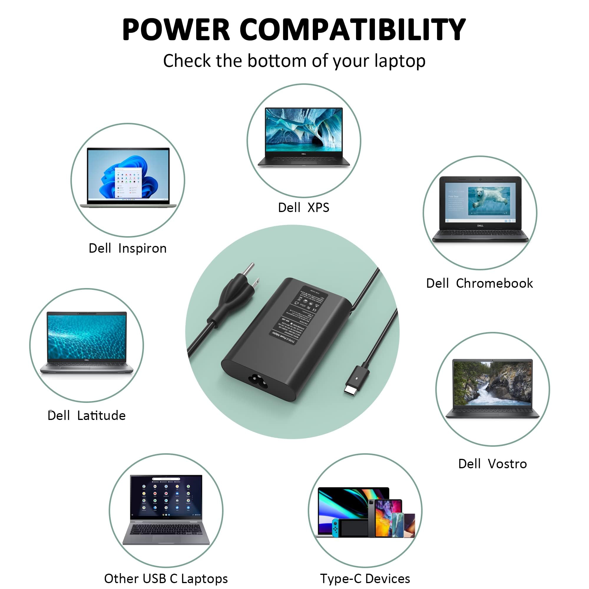 Foto 6 pulgar | Cargador Portátil Jionr 65w Usb C De Repuesto Para Dell 2025 - Venta Internacional.