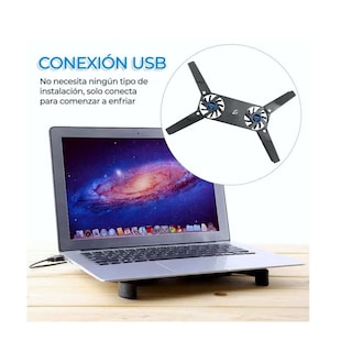 Foto 5 | Base Enfriadora Para Laptop Elegate con Doble Ventilador Clr39 Negro