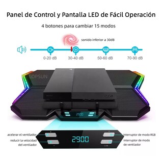 Foto 3 | Base De Refrigeración Rgb Para Laptop 17 Con 6 Ventiladores Eo Safe Imports Esi-9441 Negro