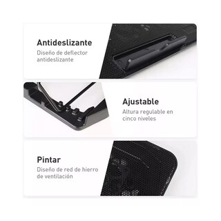 Foto 3 | Almohadilla De Enfriamiento Para Portátil Con 6 Ventiladores Eo Safe Imports Esi-9439 Negro