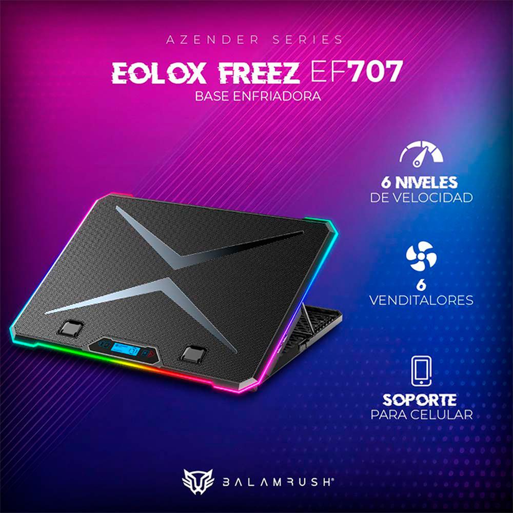 Foto 5 pulgar | Base Enfriadora Gamer Balam Rush Eolox Freez Ef707 Laptop 17 Pulgadas 6 Fan Rgb Br-937429 color Negro