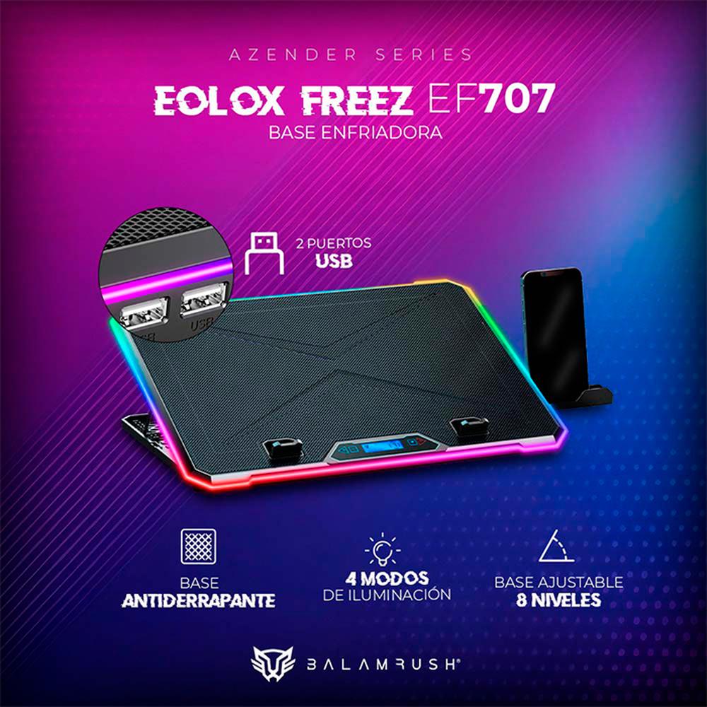 Foto 6 pulgar | Base Enfriadora Gamer Balam Rush Eolox Freez Ef707 Laptop 17 Pulgadas 6 Fan Rgb Br-937429 color Negro
