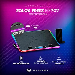 Foto 5 | Base Enfriadora Gamer Balam Rush Eolox Freez Ef707 Laptop 17 Pulgadas 6 Fan Rgb Br-937429 color Negro
