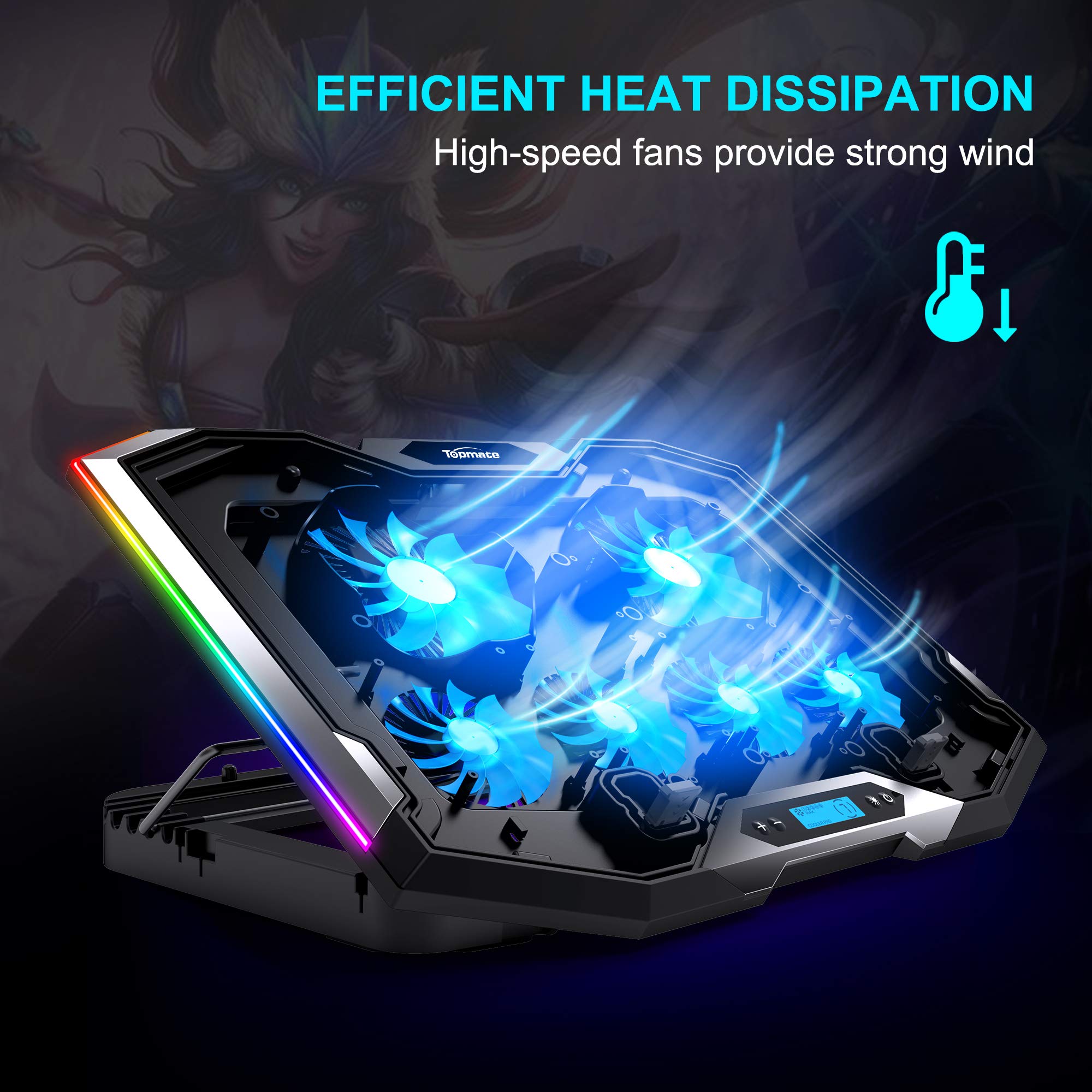 Foto 3 pulgar | Venta Internacional - Almohadilla De Refrigeración Para Portátil Topmate C11 Rgb Gaming Con 6 Ventiladores De 15-17,