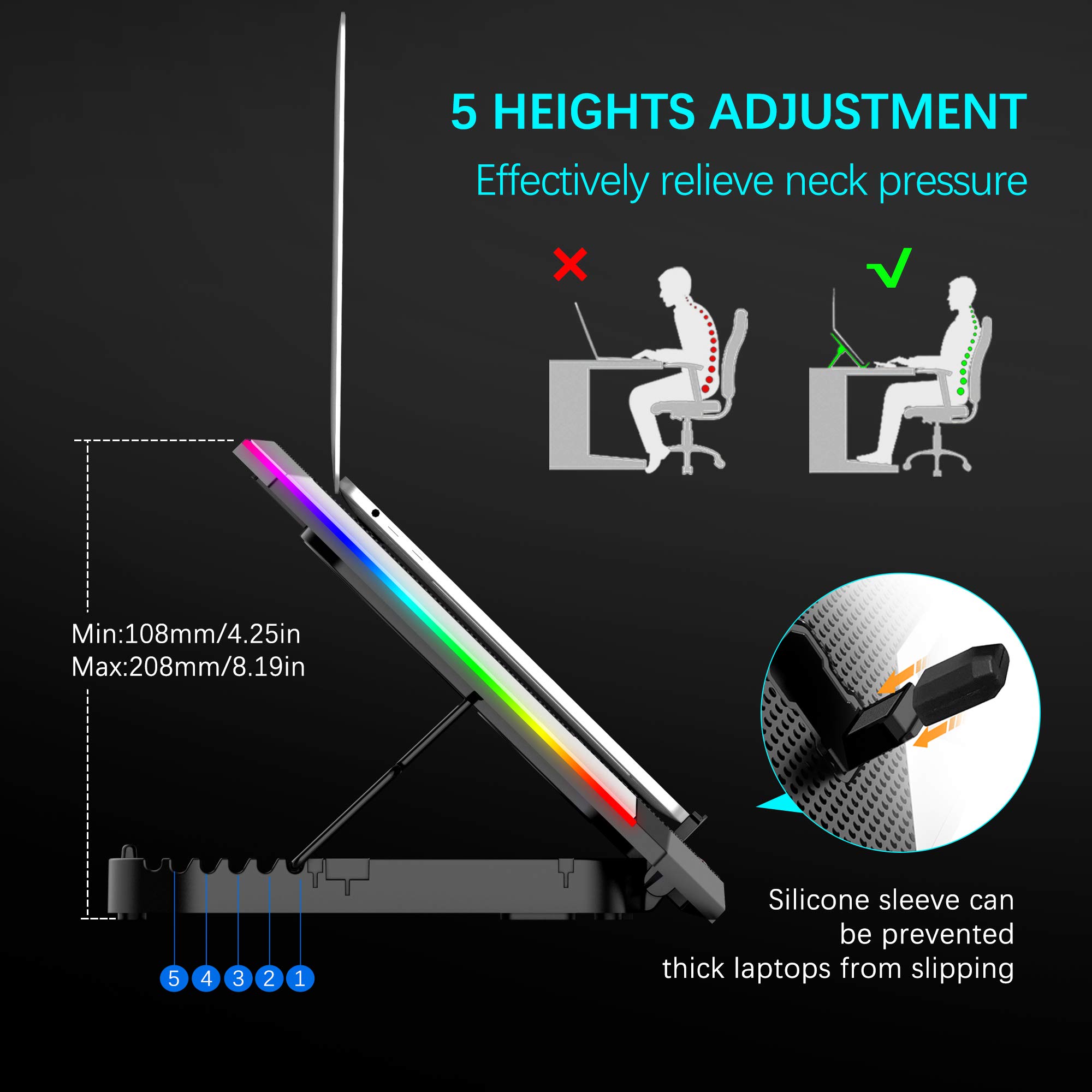 Foto 4 pulgar | Venta Internacional - Almohadilla De Refrigeración Para Portátil Topmate C11 Rgb Gaming Con 6 Ventiladores De 15-17,
