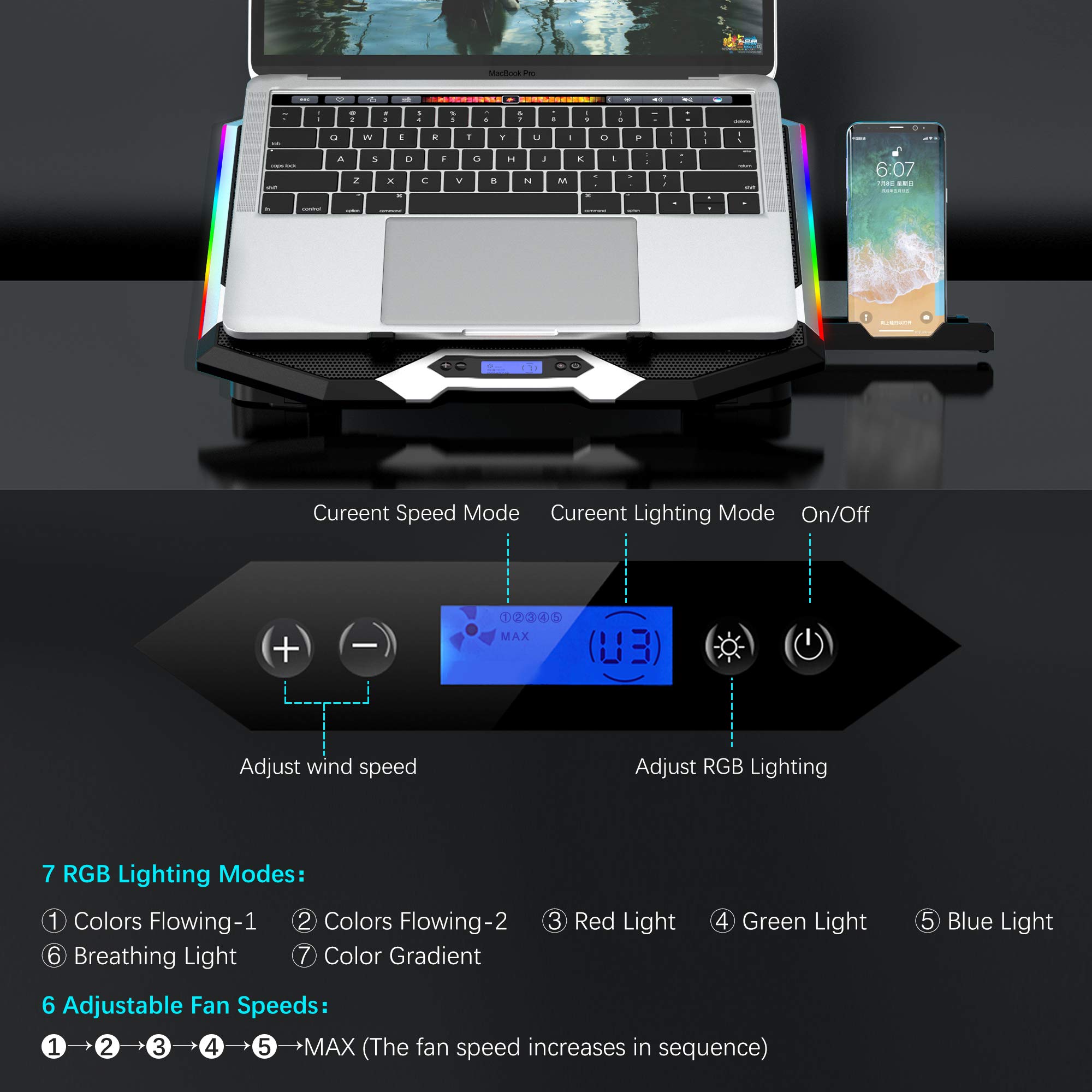 Foto 6 pulgar | Venta Internacional - Almohadilla De Refrigeración Para Portátil Topmate C11 Rgb Gaming Con 6 Ventiladores De 15-17,