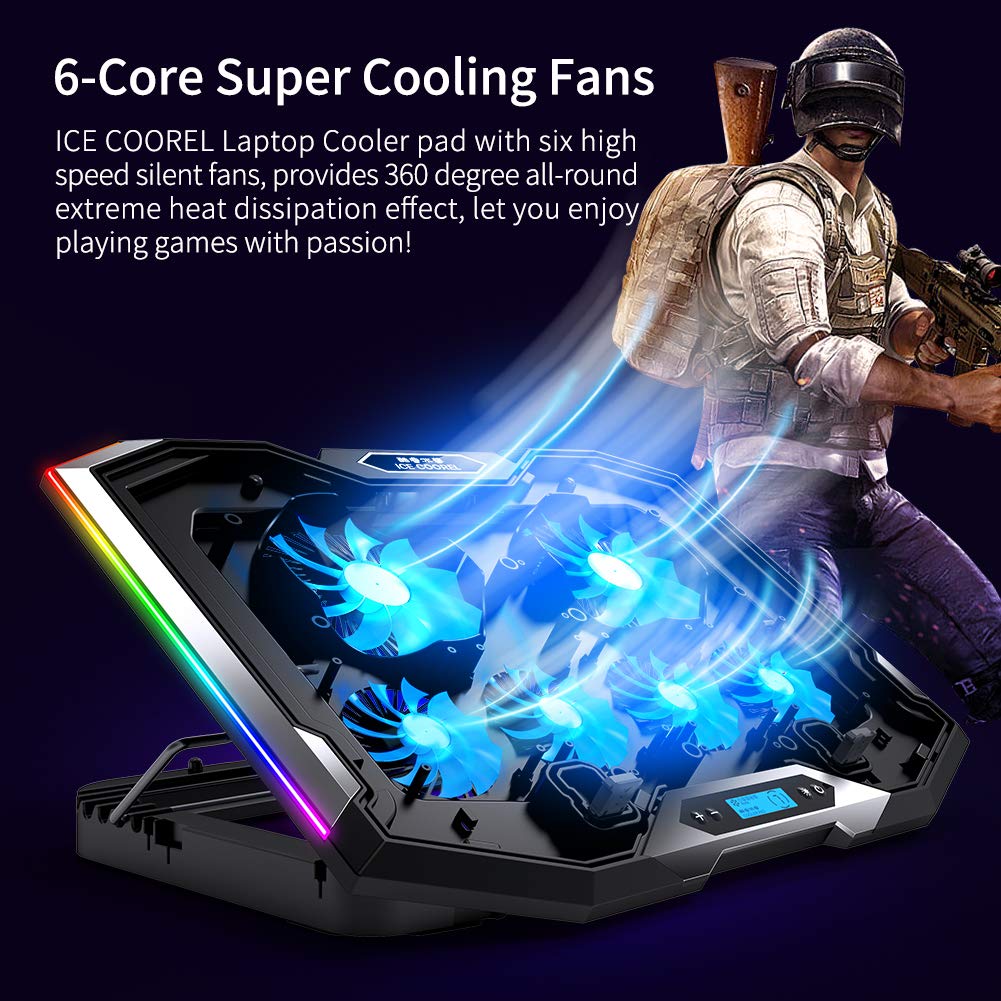 Foto 3 pulgar | Almohadilla De Refrigeración Para Portátil Ice Coorel K9 15-17,3 Pulgadas Con 6 Ventiladores Rgb - Venta Internacional.
