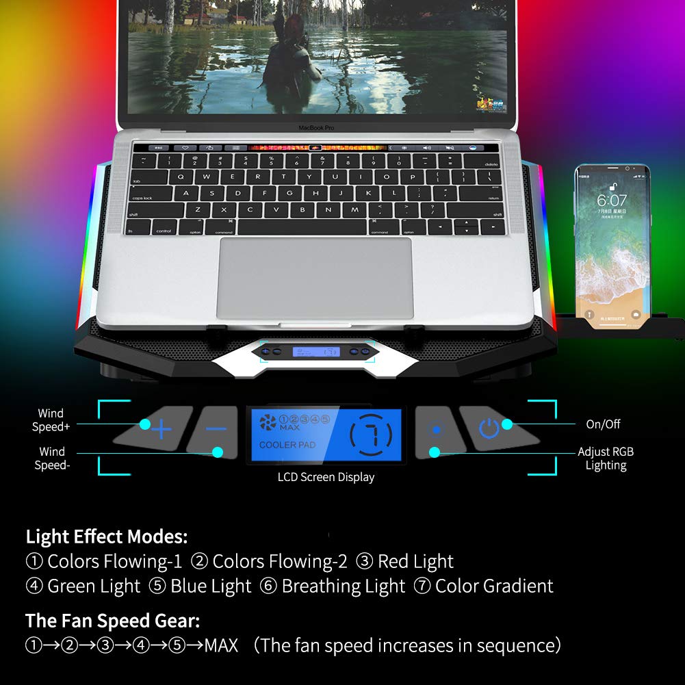 Foto 5 pulgar | Almohadilla De Refrigeración Para Portátil Ice Coorel K9 15-17,3 Pulgadas Con 6 Ventiladores Rgb - Venta Internacional.