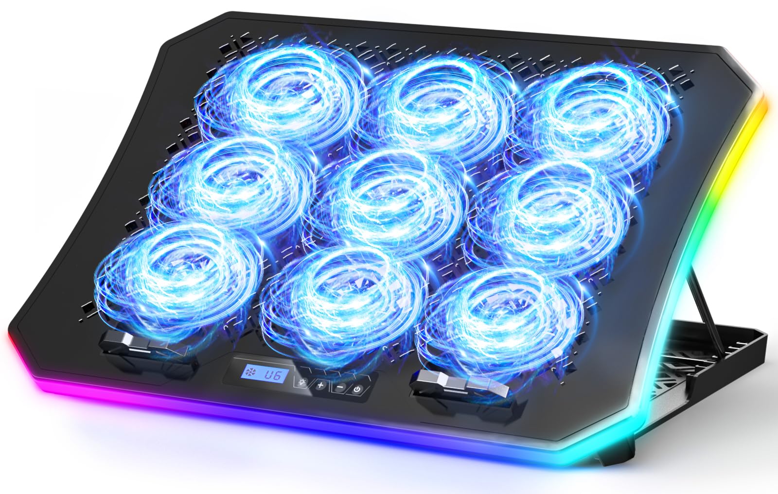 Cooler Pad Para Portátil Kevin Actualizado Con 9 Ventiladores Rgb Silenciosos 15.6-17 - Venta Internacional.